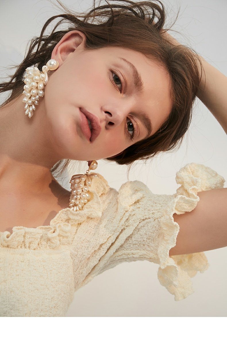 Women's Elegant Imitation Pearl Tassel Stud Earrings