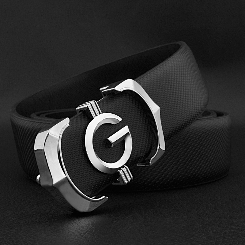 Men's Leather Belt Smooth Buckle Business