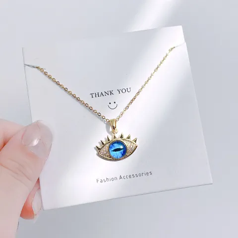 Evil Eye Hamsa Necklace, natural stone