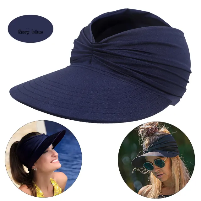 Women's New Empty Top Sunscreen Sports Beach Sun Hat B Navy Blue - Shop at LoveMi