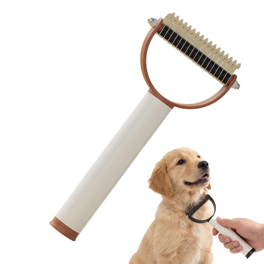 Double Sided Dematting Comb For Cats & Dogs, Undercoat Rake, Safe Deshedding Grooming Tool, Gentle Matt Remover Detangler For Long Thick Haired Pets, Ergonomic Pet Grooming Brush view 6