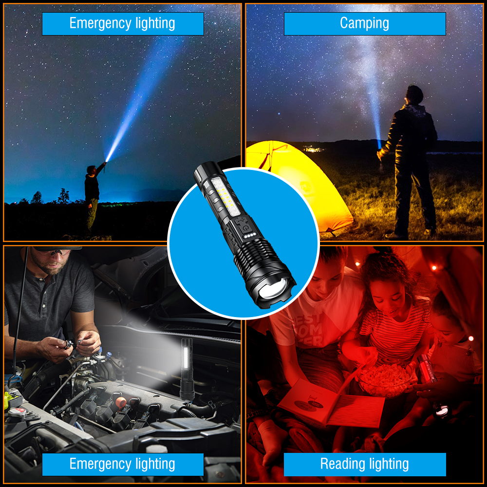 LED Flashlight Floodlight USB Rechargeable Torch Camping Light Battery Lamp — image 10