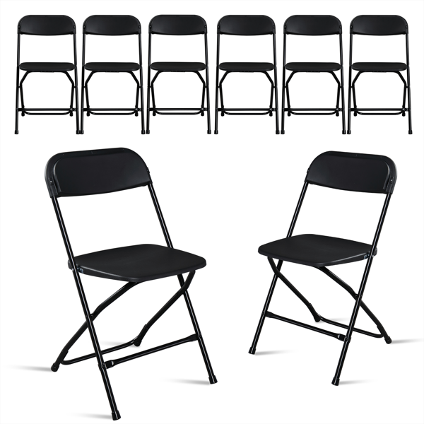 6pcs Injection Molding Classic Garden Plastic Folding Chair Black 8