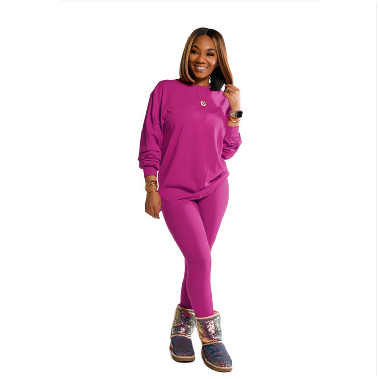 Solid Color Long-sleeved Trousers Sweatshirt Sports Suit