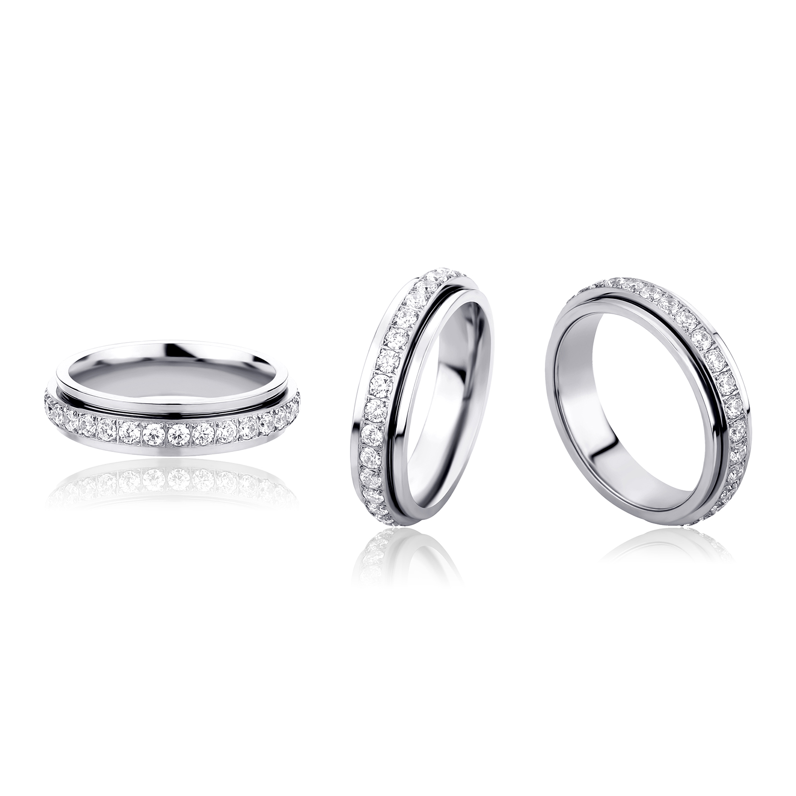 Personality Fashion Single Row Diamond Ring Stainless Steel
