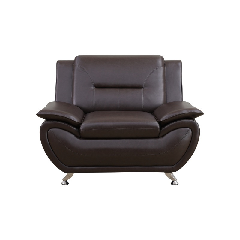 Pickup Only--Brown Breathable Leather Living Room 3-Piece Sofa Set