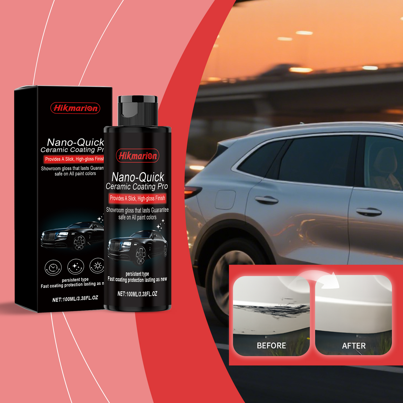 Car Surface Coating Polishing, Refurbishment, Brightening, Daily Cleaning And Maintenance, Nano Ceramic Coating Agent 100ml, 1 Box 6