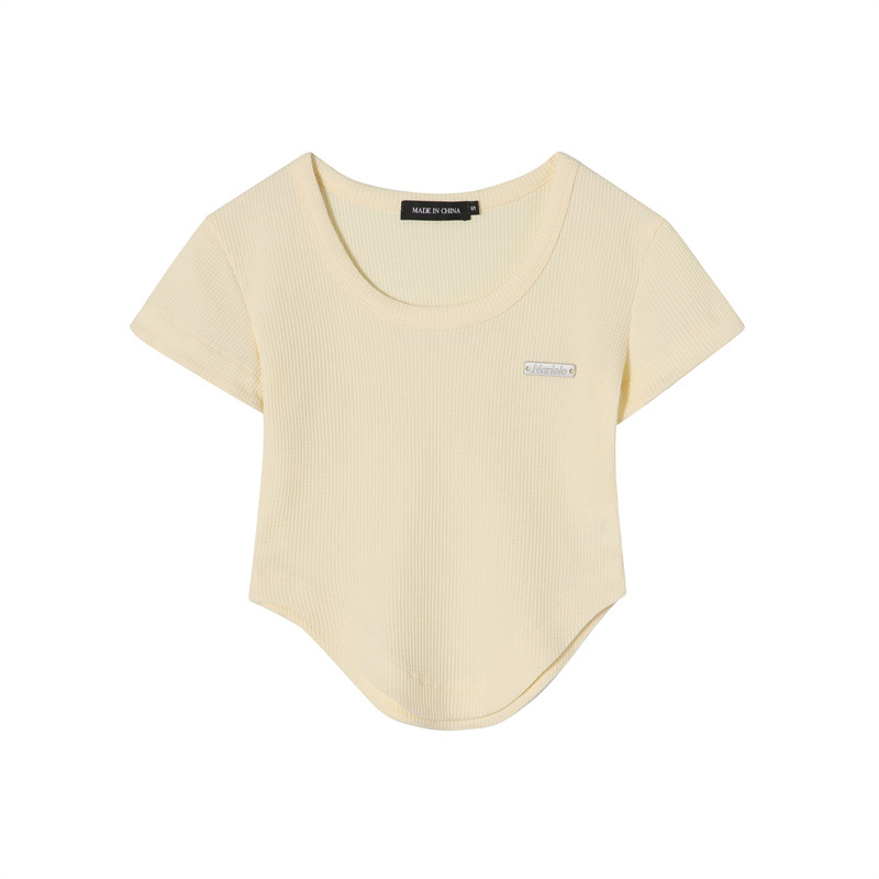 Fashion Irregular Hem Slim Short Sleeved T-shirt