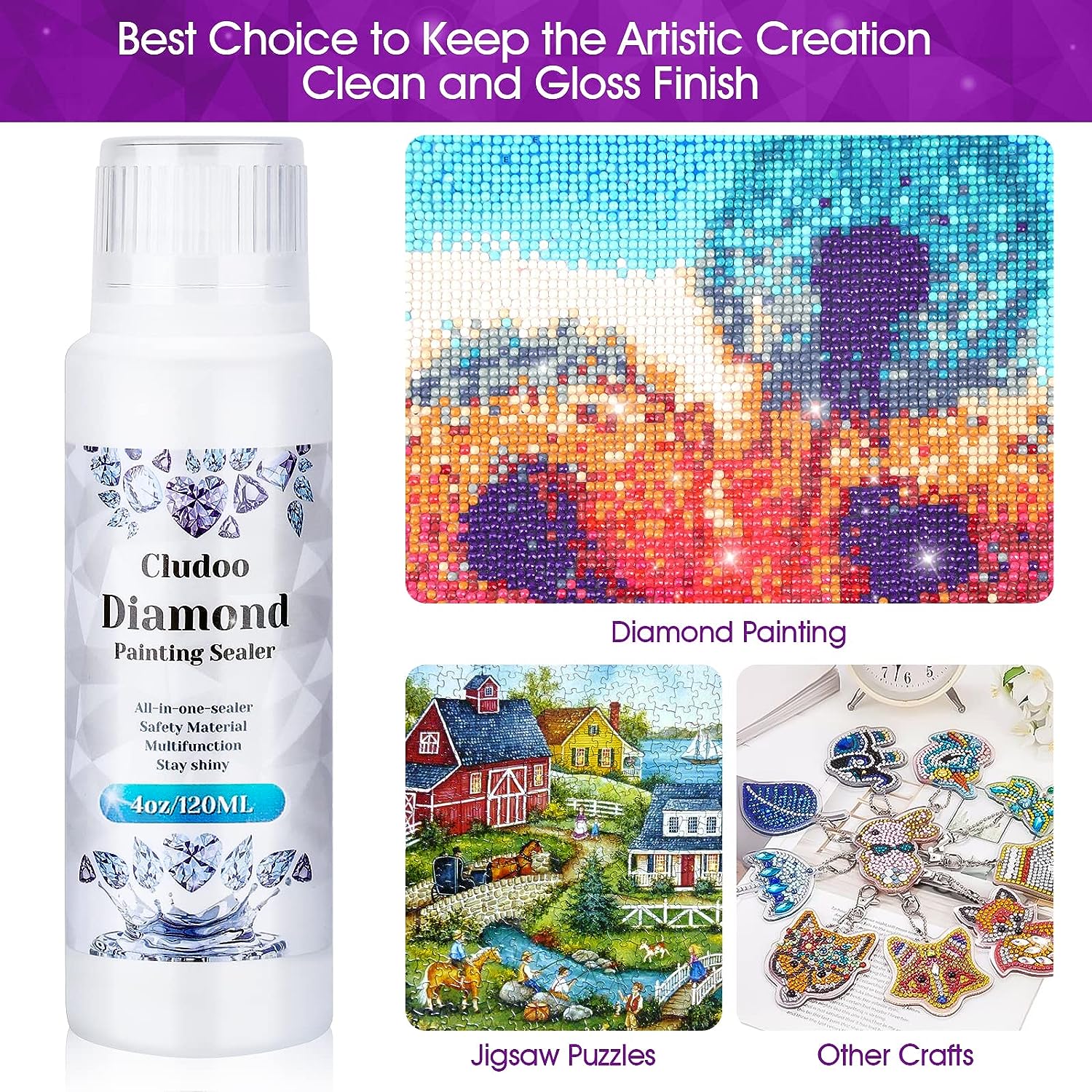 120ML Diamond Art Sealer 5D Permanent Hold DIY Diamond Painting Puzzle Glue 1Bottle