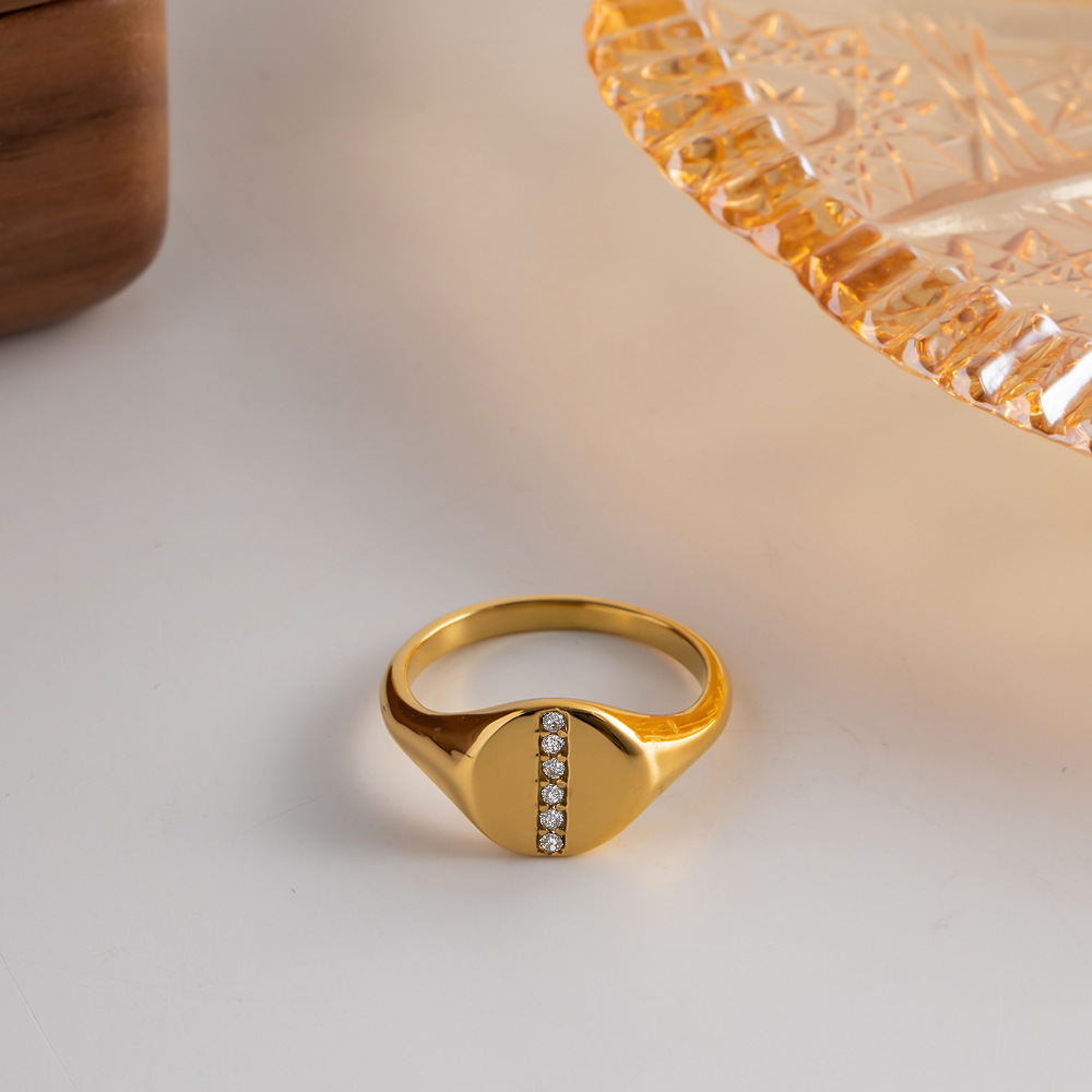 18K Stainless Steel Inlaid White Diamond Ring For Men And Women
