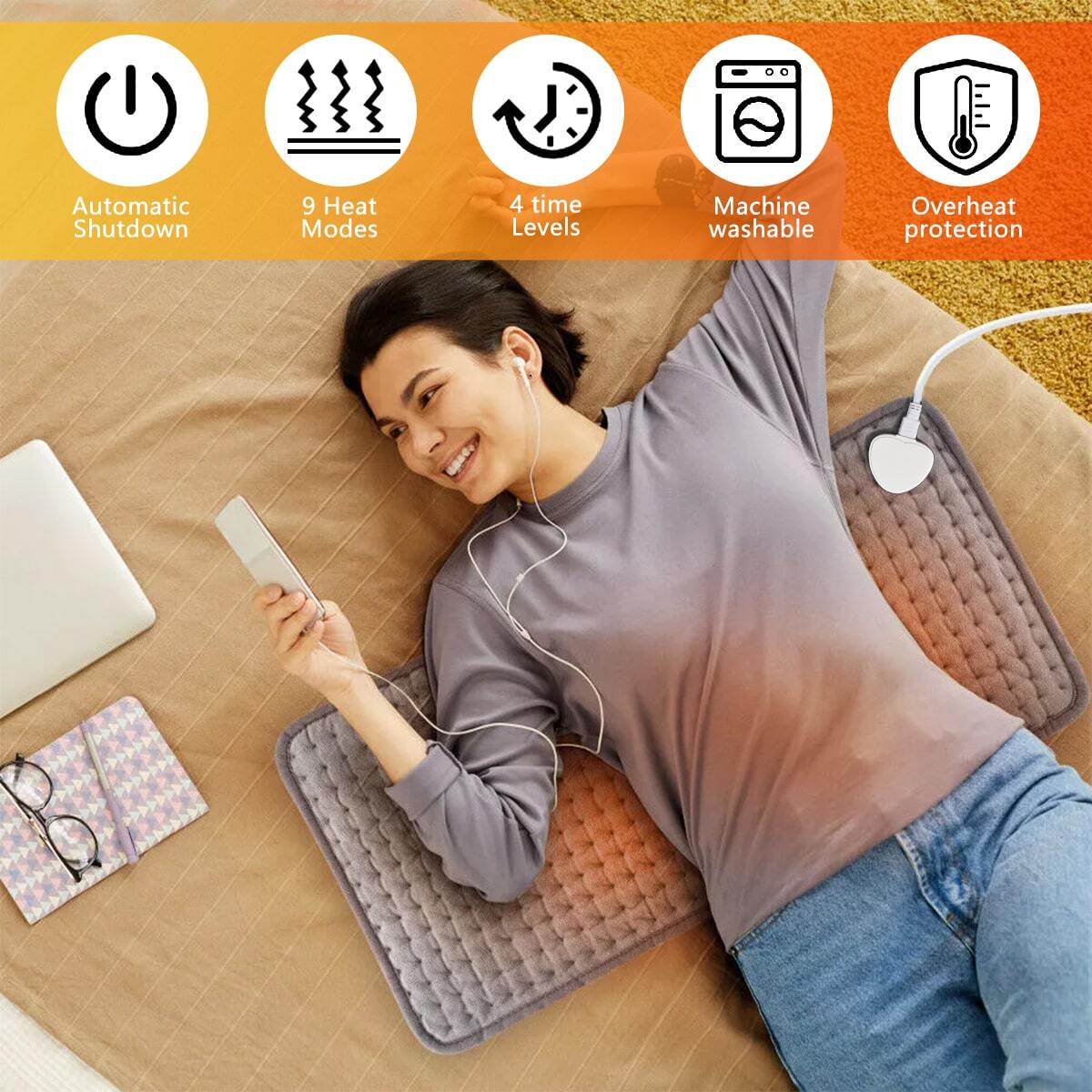 Therapeutic Electric Back Heat Pad Wrap For Muscle Tension Neck Pain Relief — image 4