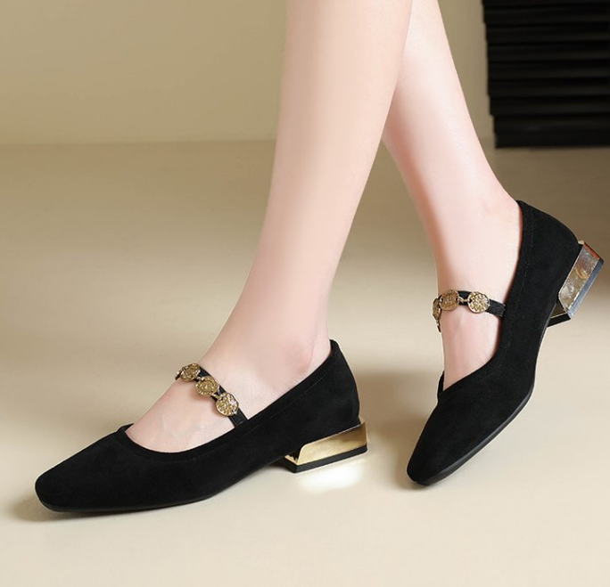 Faux Suede Mary Jane Pumps