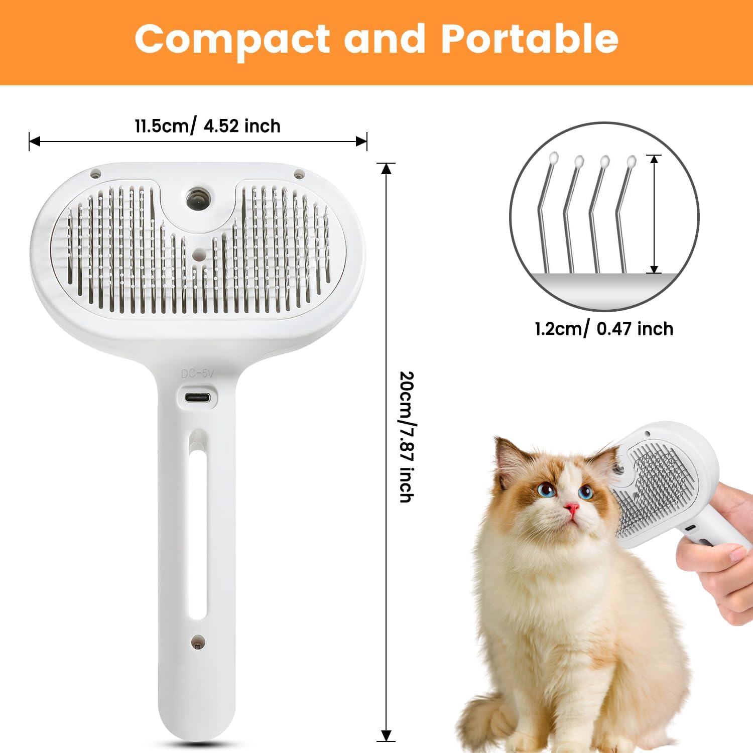 3-in-1 Cat Steam Brush | Pet Grooming Comb with Mist Spray — view 9