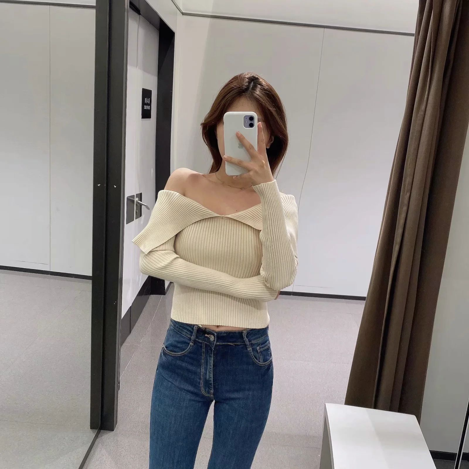 Title 20, New Style Big Lapel Solid Color Sweater For Aut...