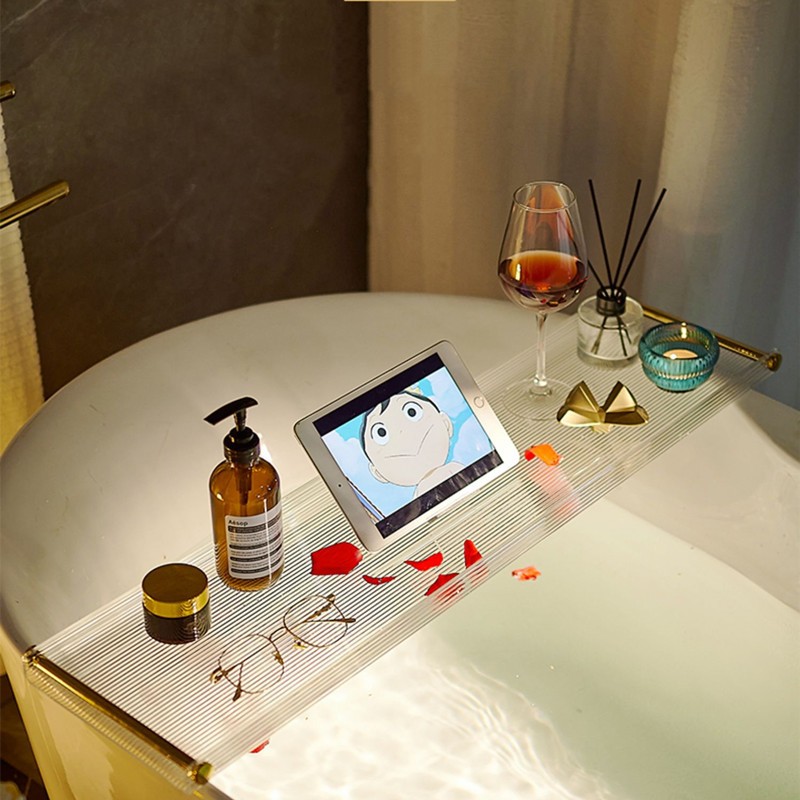 رف تخزين أكريليك لحوض الاستحمام في الحمام