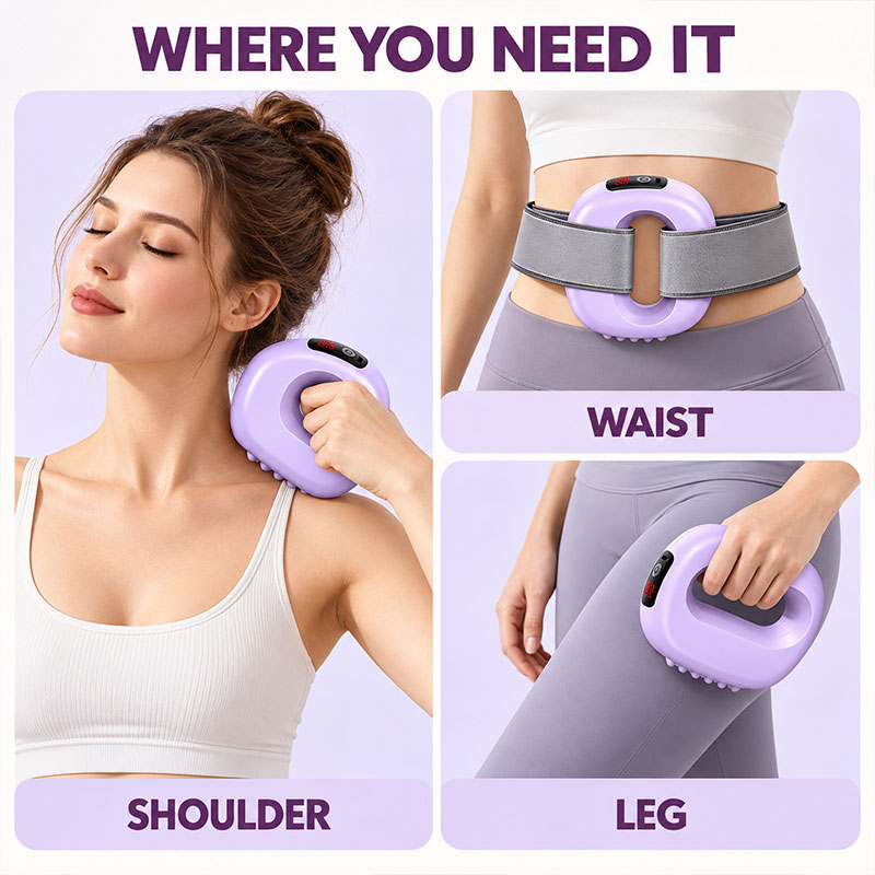Electric Fascia Ring Massager Heat 3 Modes 5 Levels Rechargeable USB-C Purple — image 3