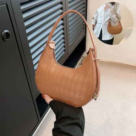 French Underarm Bag Elegant Small Shoulder Rhombus Pattern Handbag