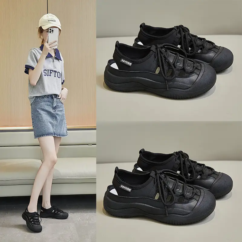Hollow-out Canvas Shoes Korean Style Student White Flat Breathable Half Support