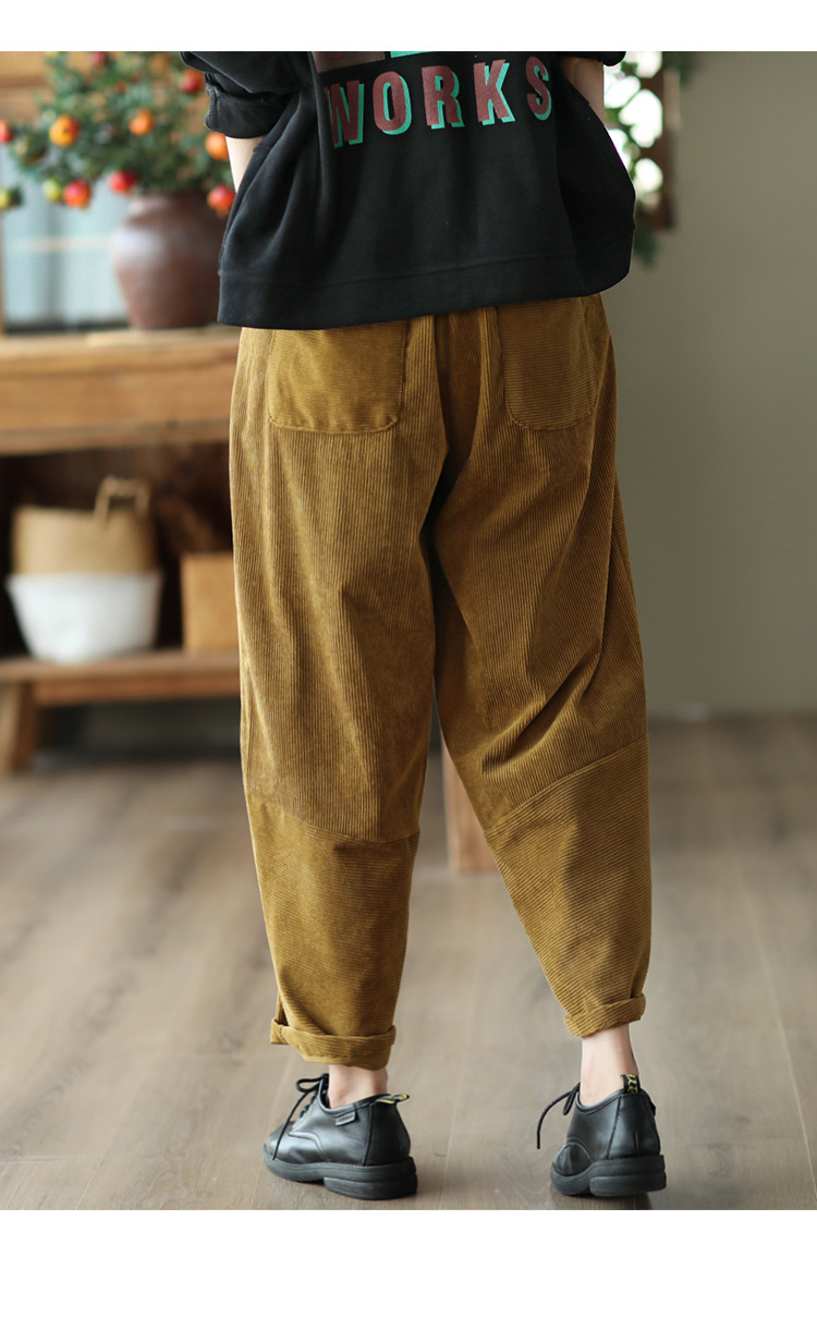 Retro Corduroy Harlan Pants Female