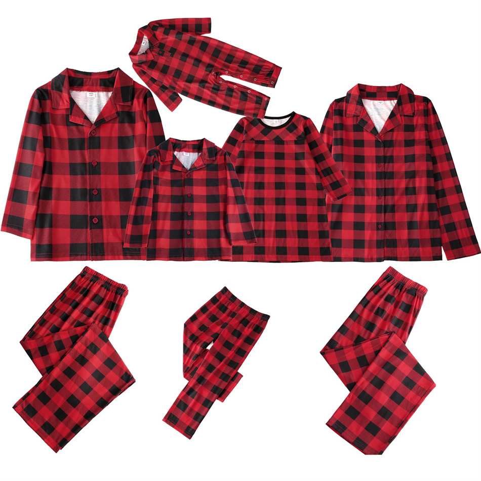 European And American Christmas Parent child Pajamas Set Red - Shop at LoveMi
