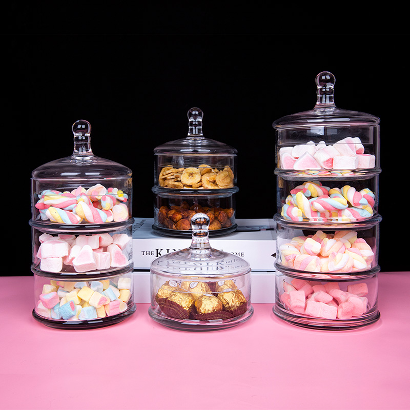 Crystal Candy Jar Glass With Lid Cute Storage Sugar Bowl