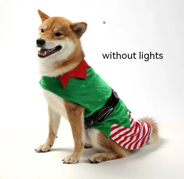 Christmas Dog Clothes Green Elf Pet Clothes Green Without Light - Shop at LoveMi