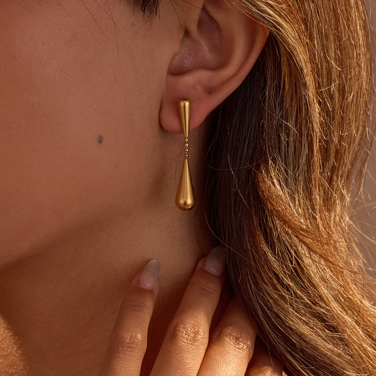 Cercei Minimalist Waterdrop Dangle pentru femei - Cercei Modern Geometric Teardrop Drop Elegant Statement Bijuterii