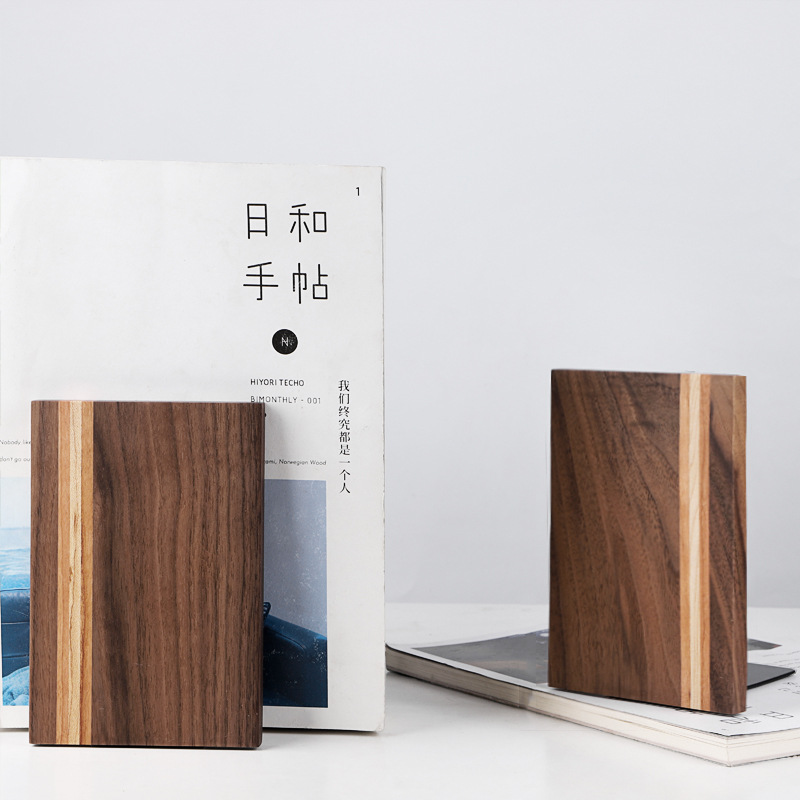 Black walnut student bookends rely on wooden