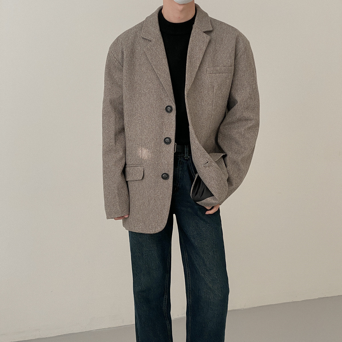 Vintage Hong Kong Style Single Breasted Suit Jacket For Men