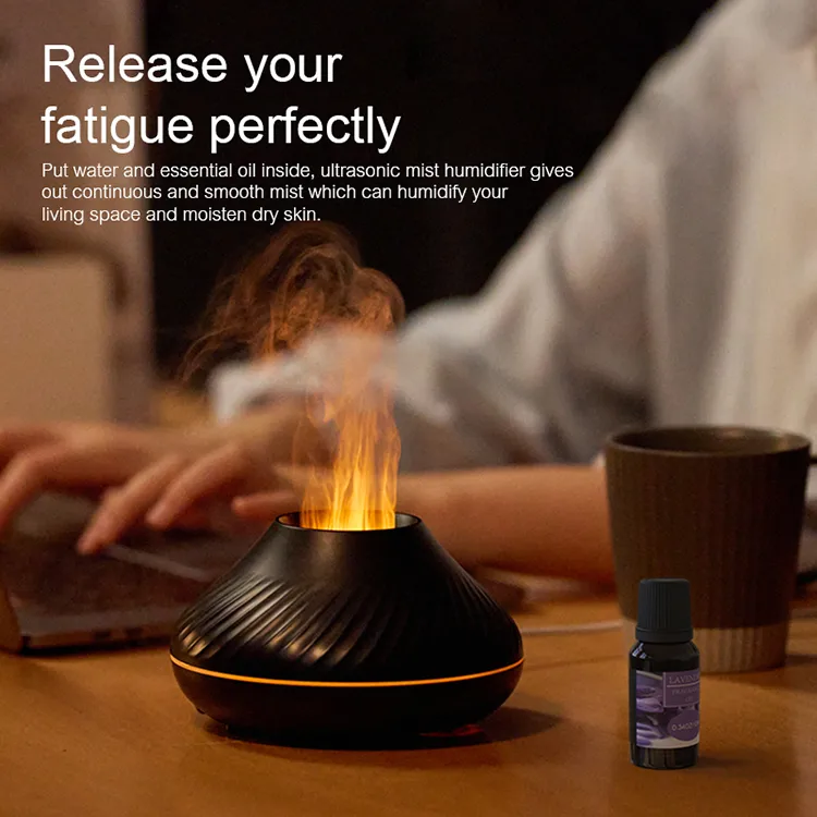 Drop Shipping RGB 130ML Flame Humidifier Diffuser Aroma Essential