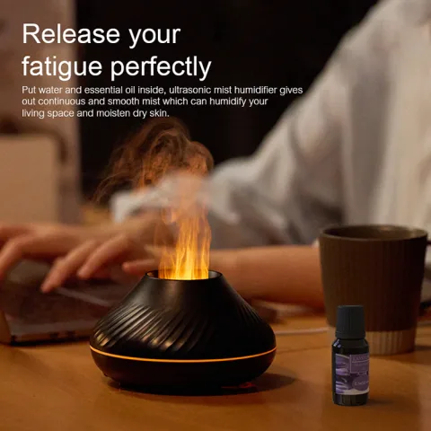 Drop Shipping RGB 130ML Flame Humidifier Diffuser Aroma Essential