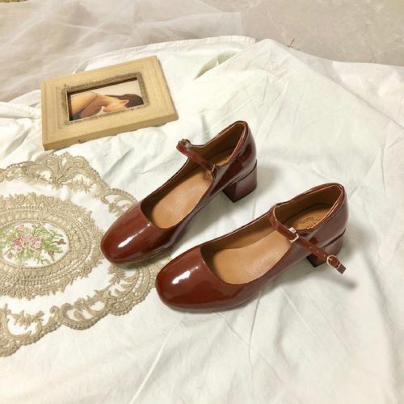 New Vintage Square Toe French Mary Jane High Heels