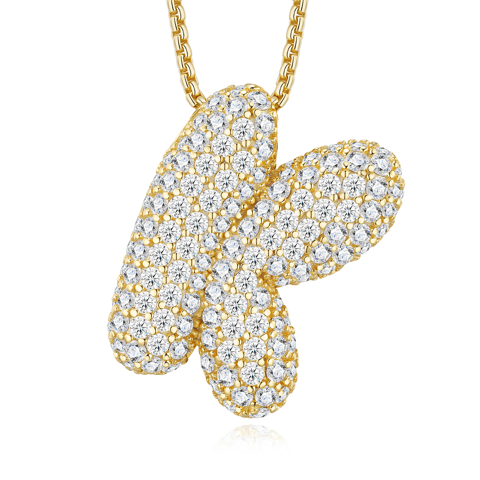 Gold Plated Bubble Letter Initial Necklace