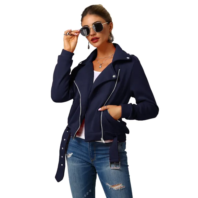 Women's Autumn And Winter Fleece Fleece Sweater Coat Navy Blue - Shop at LoveMi