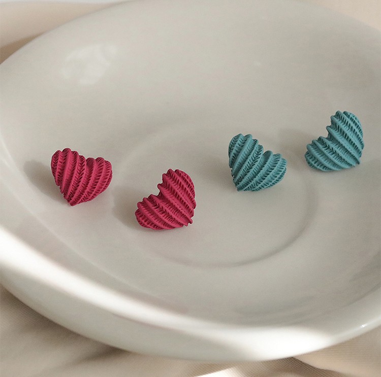 925 Silver Needle Rose Red Love Earrings