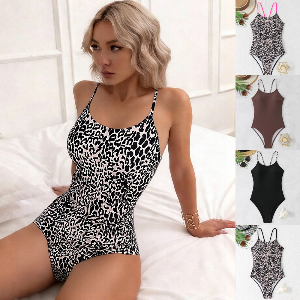 Leopard Print Women's One-piece Triangle Swimsuit