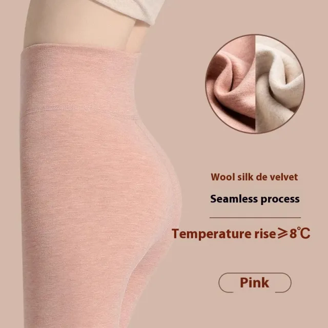 Winter Warm Leggings Cashmere Plus Velvet Tight Pants Fashion High Waist Slim Fit Trousers For Women Clothing Pink - Shop at LoveMi