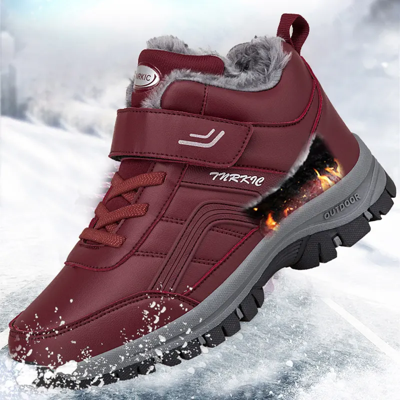 Winter Boots Women Men Warm Plush Velcro Snow Climbing