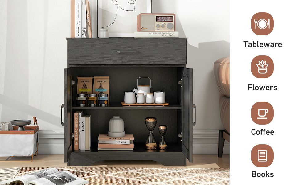 Farmhouse Accent Cabinet Entryway Storage With Drawer Living Room Sideboard — image 8