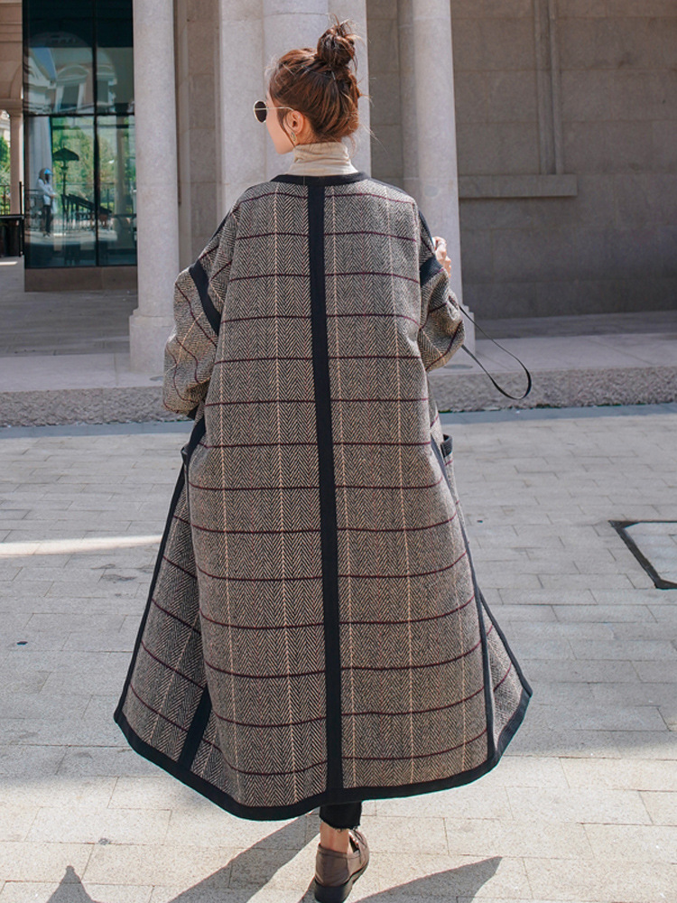 Medium Length Casual Tweed Coat