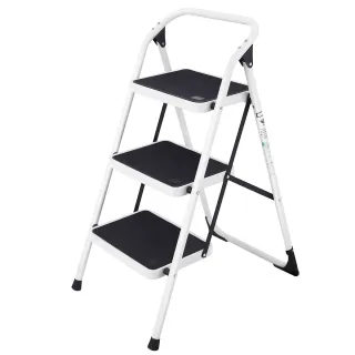 Folding 3-Step Ladder With Handgrip And Anti-Slip Platform