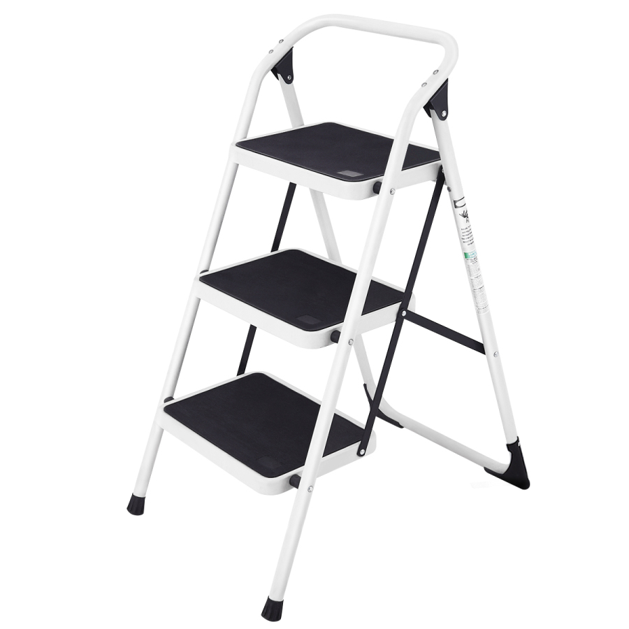 Folding 3-Step Ladder With Handgrip And Anti-Slip Platform