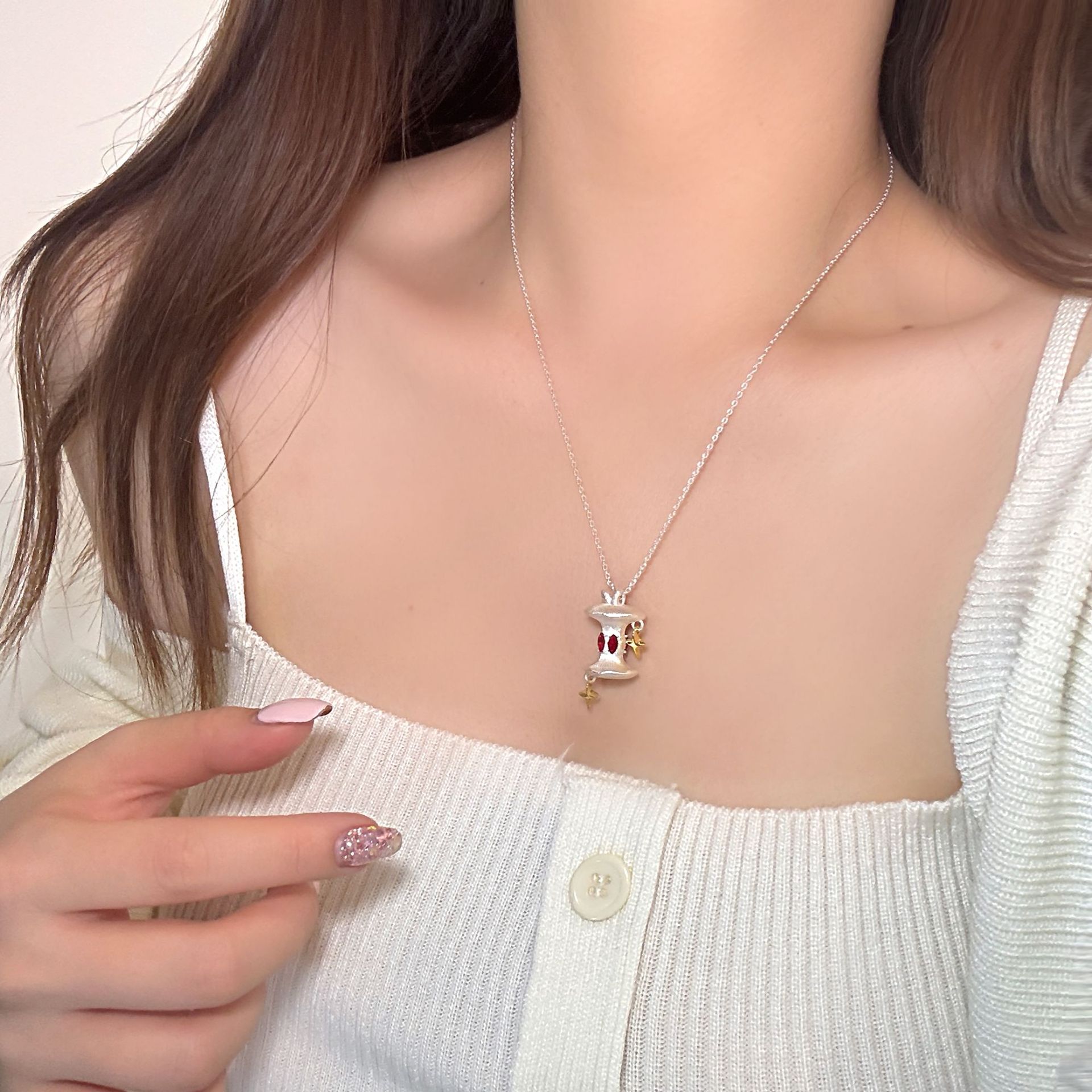 Brushed Pendant Versatile Necklace With Temperament - Jewelry & Watches