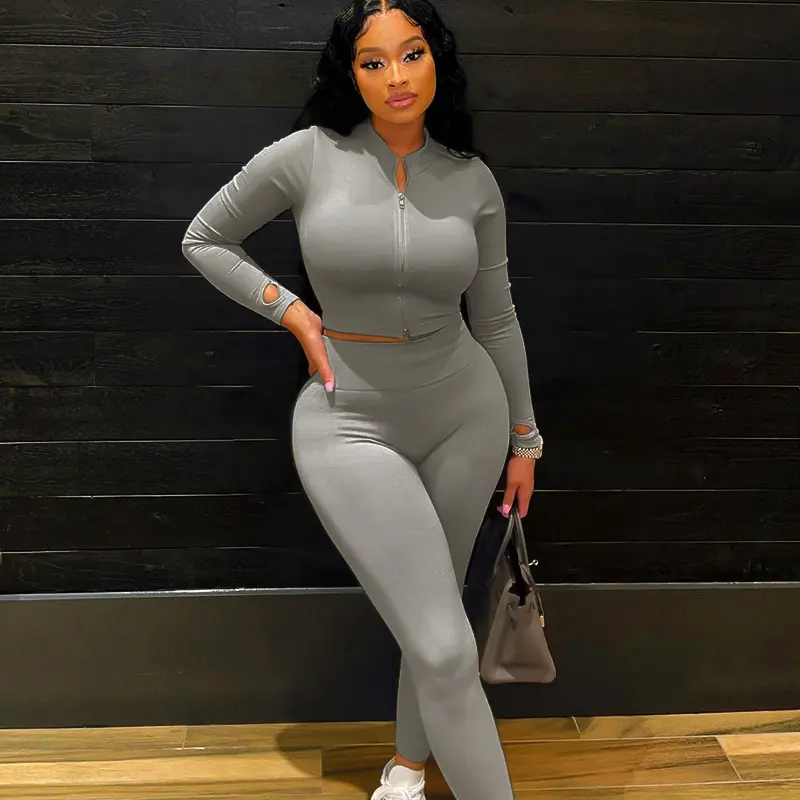 Women's Clothing New Stand Collar Long-sleeve Zipper Top High