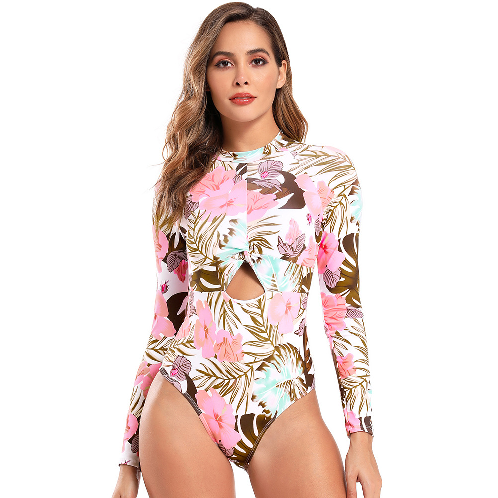 Printed One Piece Conservative Surf Swimsuit SmallLong