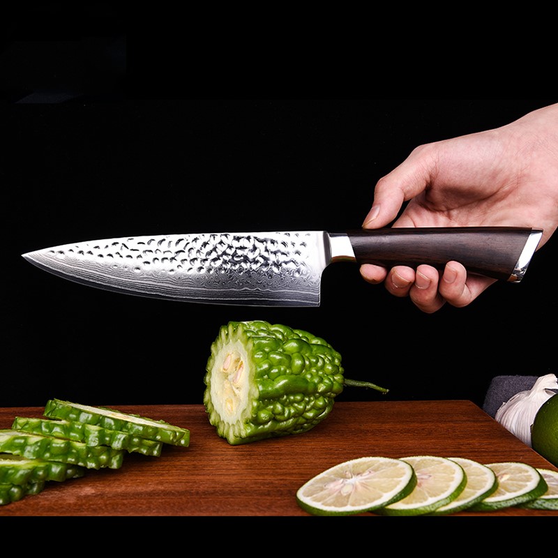 Title 3, Stainless steel hammered chefs knife. Professi...