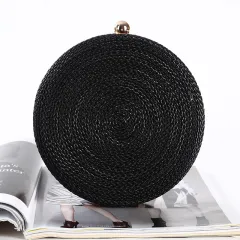 Round Dinner Clutch Handmade Fashion Hipster - Black - View 1