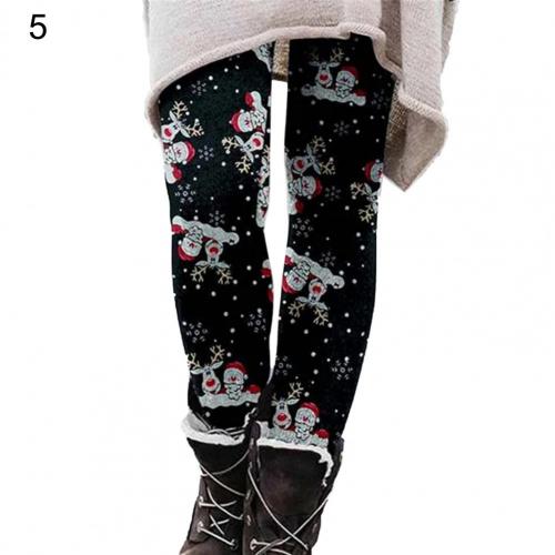 Title 3, Dames elastische broek met print, dunne kerstbroek