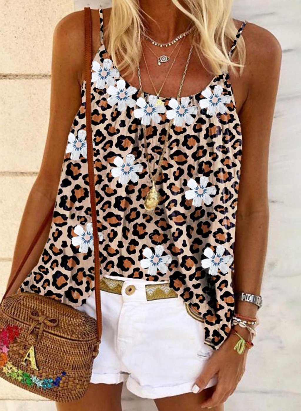 Title 2, Ladies Popular Flower Leopard Print Sling