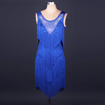 Latin Dance Competition Costume Three step Square Dance Dress Blue - Shop at LoveMi